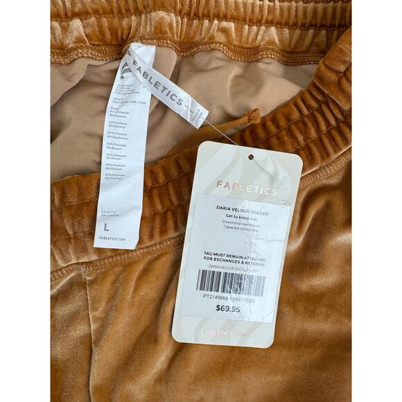 Fabletics Daria Velour Jogger Pants Brown L Soft Luxe Lounge Women’s Athleisure - Picture 6 of 6